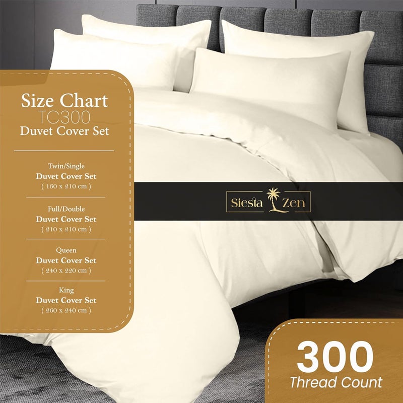 Siesta Zen مجموعة أغطية لحاف سييستا زين بريميوم 100% قطن مصري - مفرد 160x210 سم مع غطاء وسادة - كريمي - Image 4